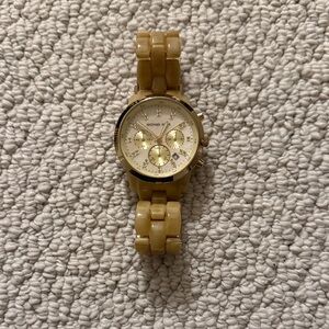 Michael Kors Beige Acrylic Tortoise Chronograph Watch
